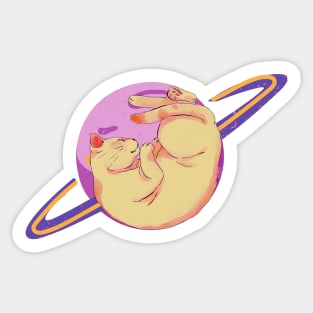 Aesthetic Cat And Saturn Sticker